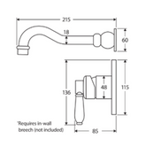 Eleanor Wall Basin/Bath Fienza Mixer Set - Urban Brass/Urban Brass